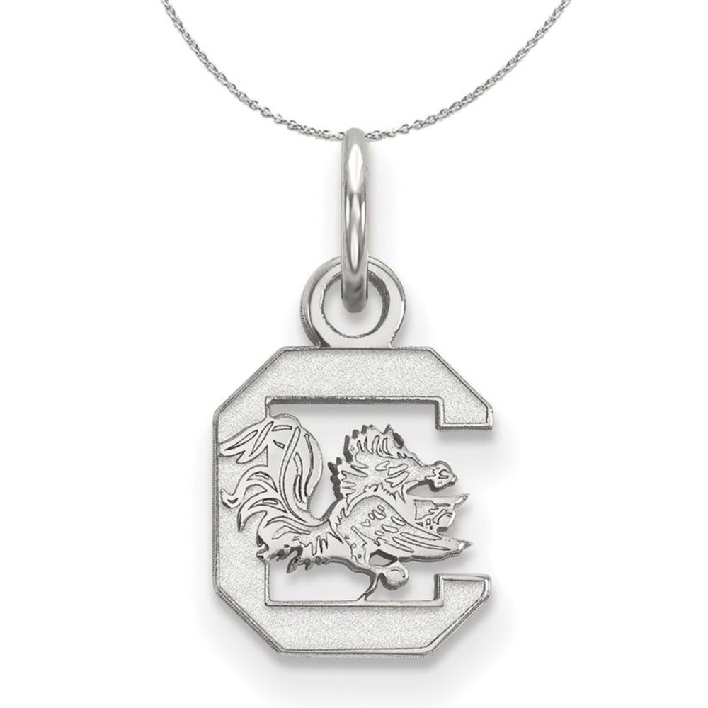 Sterling Silver South Carolina XS (Tiny) Gamecock Necklace - 18 Inch